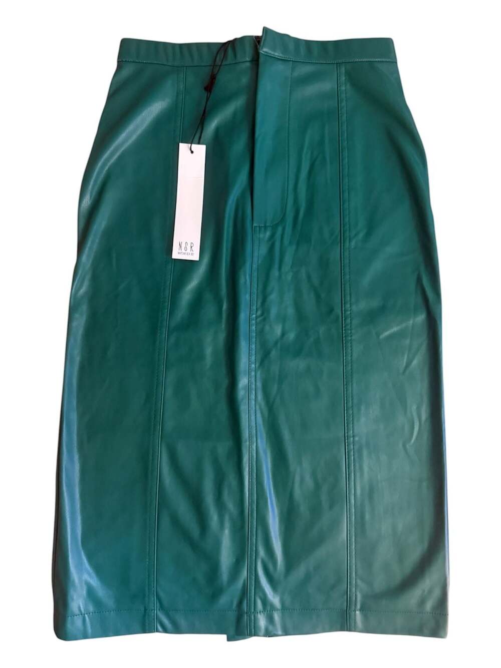 NSR Napean Sea Rd Faux Leather Midi Skirt Green Size S